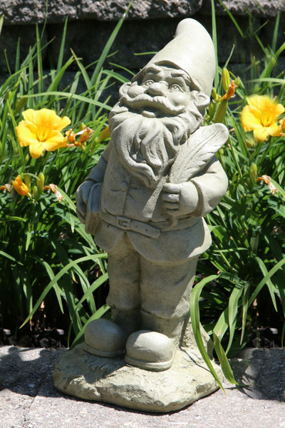 Gnome writer garden cement sculptural affordable traditional statues yard for sale